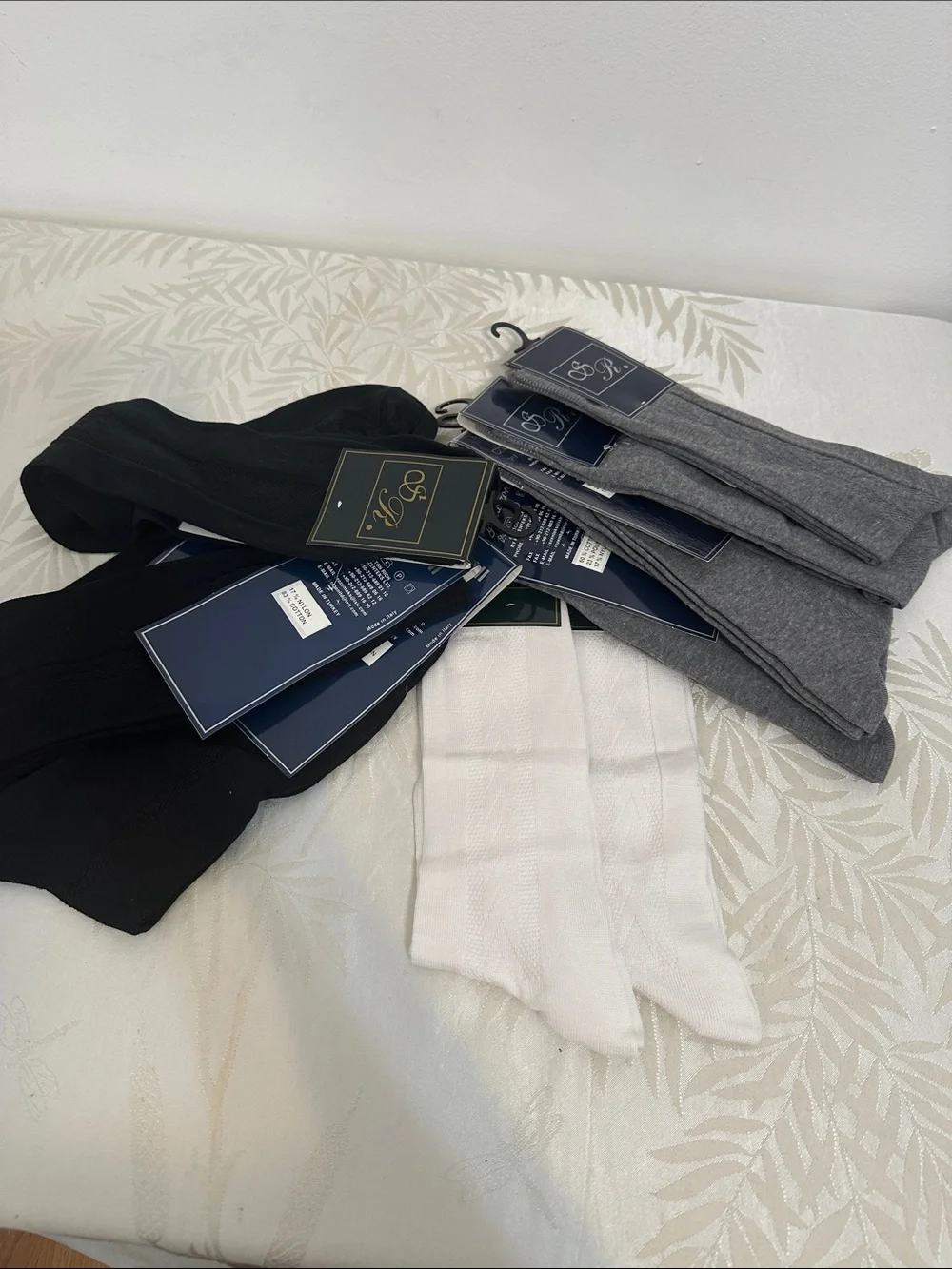 Men's Premium Crew Dress Socks - Black, Gray & White